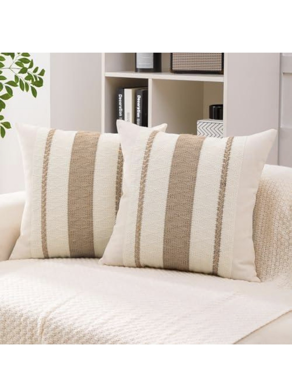 Hittun Boho Throw Pillow Covers Set of 2 Linen Farmhouse Pillow Covers 18x18